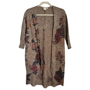 Live In The Moment Cardigan S Small Brown Floral Open Front Sweater